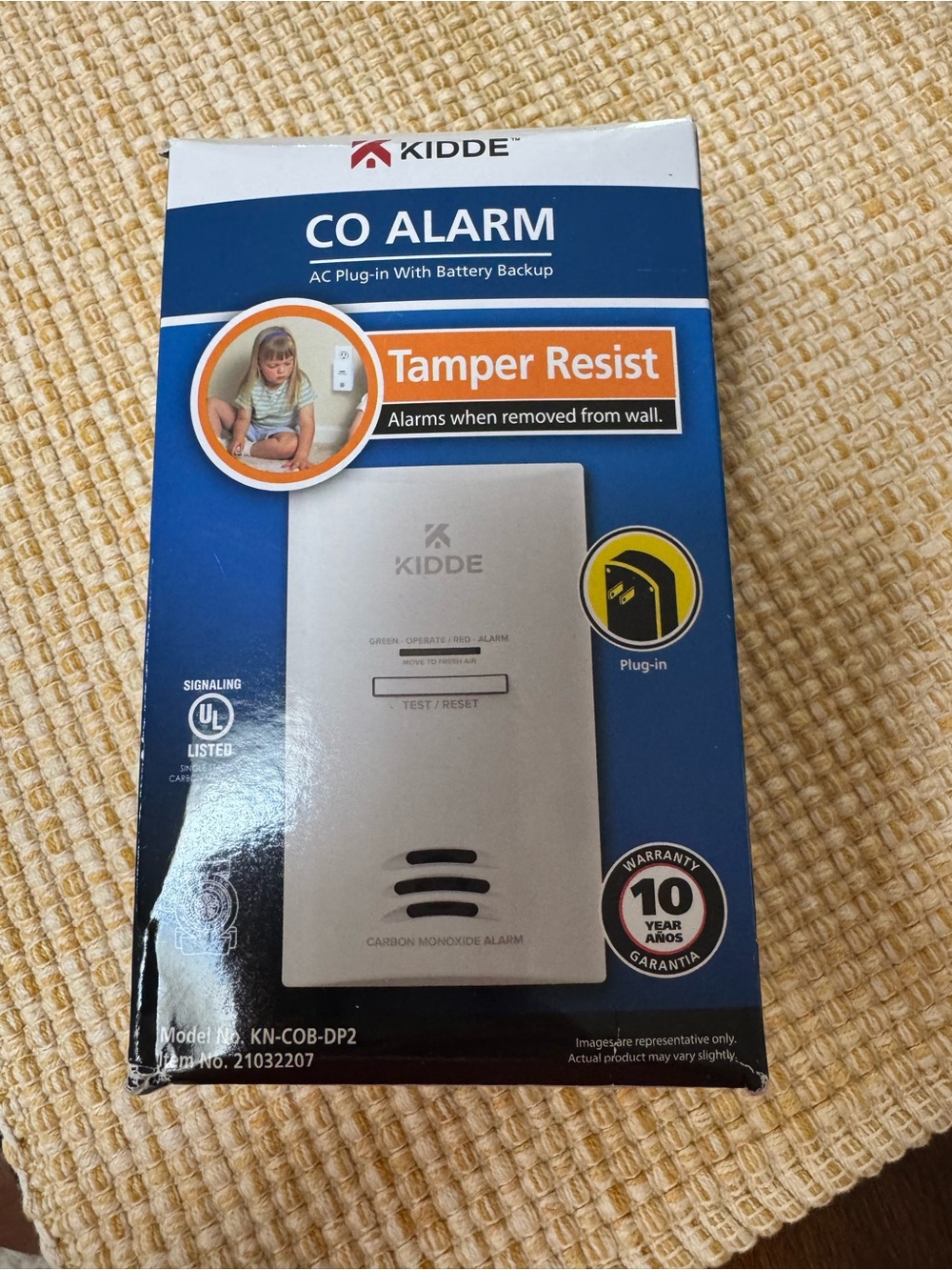 Kidde KN-COB-DP2 CO Alarm 120V Plug-In w/ AA Battery Backup UL Listed